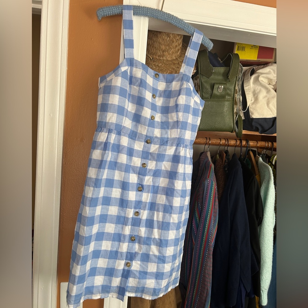 J. Crew Light Blue and White Plaid Dress - Picture 2 of 9
